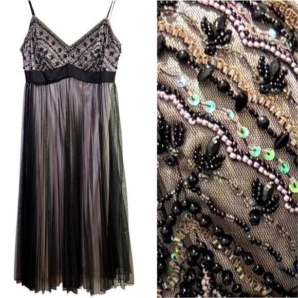 SUE WONG Nocturne Sheer Mesh Sequins Lace Embroidery Retro Vintage Dress 6 - Picture 12 of 17
